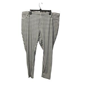 Terra Sky Gingham Pants Womens Size 3X 24W-26W Black White Stretch Comfy Casual